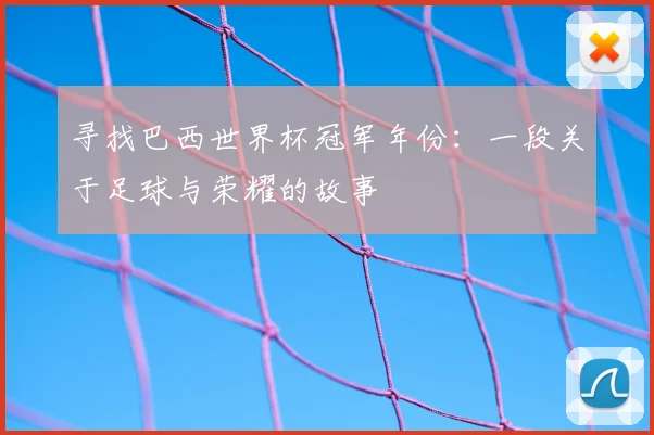 寻找巴西世界杯冠军年份：一段关于足球与荣耀的故事